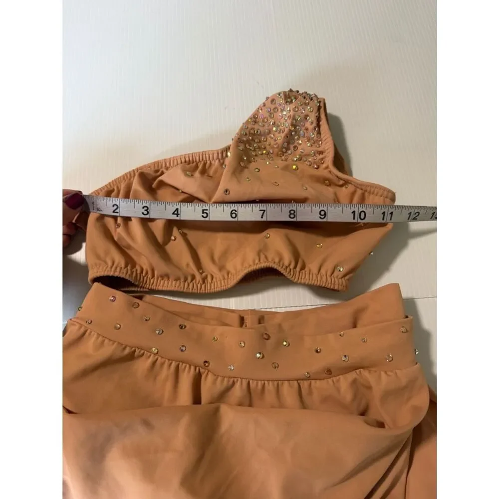 Kelle dance solo custom costume blush 3 piece GODDESS 7046 skirt top trunks LC